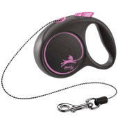 Рулетка flexi Black Design XS (до 8 кг) 3 м трос черный/розовый (30009)