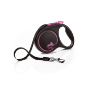flexi рулетка Black Design M (до 25 кг) 5 м лента черный/розовый