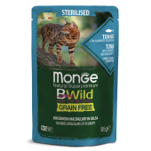 Monge Cat BWild GRAIN FREE паучи из тунца с креветками и овощами для стерилизованных кошек 85г (30498)