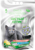 Наполнитель силикагелевый 5лЧистый котик колотый с ароматом лимона