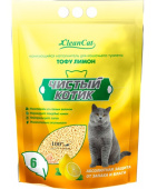 Наполнитель 6л комкующийся Чистый котик ТОФУ лимон
