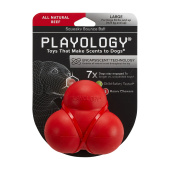 Playology жевательный тройной мяч SQUEAKY BOUNCE BALL для собак средних и крупных пород с пищалкой и с ароматом говядины, цвет красный (32002)