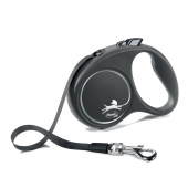 Рулетка flexi Black Design S (до 15 кг) 5 м лента черный/серебро (30013)