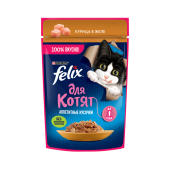 Феликс д/Котят Аппетитные Кусочки Курица 75гх26