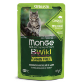 Monge Cat BWild GRAIN FREE паучи из мяса дикого кабана с овощами для стерилизованных кошек 85г (30498)