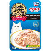 INABA Влаж.корм д/кошек Yaki Katsuo Dinner Тунец Кацуо на гриле с морс.гребешк. пауч 50г Инаба RU702