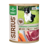 КОРМ SIRIUS КОНСЕРВЫ ДЛЯ ВЗР СОБАК ГОВЯДИНА С МОРКОВЬЮ 12*1 340г