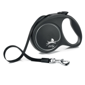 ПОВОДОК-РУЛЕТКА FLEXI BLACK DESIGN L Д/СОБАК 5м 50кг ЛЕНТА СЕРЕБРИСТАЯ 4101