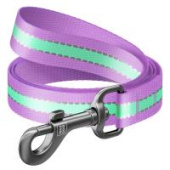 45759 Поводок для собак нейлоновый WAUDOG Nylon, светящийся/светоотражающий, Ш 25 мм, Дл 122 см фиолетовый