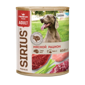 КОРМ SIRIUS КОНСЕРВЫ ДЛЯ ВЗР СОБАК МЯСНОЙ РАЦИОН 6*1 850г