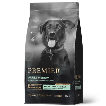 Premier Dog 1кг LambTurkey ADULT Medium (Свежее мясо ягненка с индейкой для собак средних пород) 