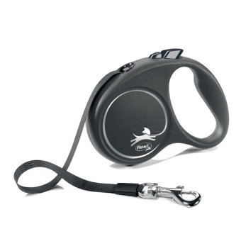Рулетка flexi Black Design S (до 15 кг) 5 м лента черный/серебро (30013)