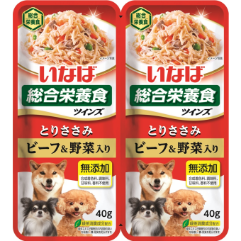 INABA Twins корм влажн д/собак куриное филе с овощами и говядиной в желе, пауч 40г*2шт Инаба RTW-01