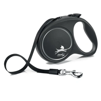 ПОВОДОК-РУЛЕТКА FLEXI BLACK DESIGN L Д/СОБАК 5м 50кг ЛЕНТА СЕРЕБРИСТАЯ 4101