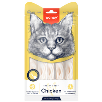 Wanpy Cat Лакомство для кошек нежное пюре из курицы 25 шт х14 г (33004)