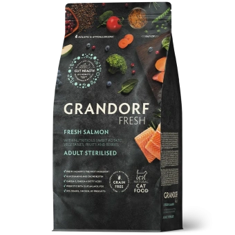 Grandorf fresh Cat 2 кг свежее филе лосося  с бататом для серилиз кошек 