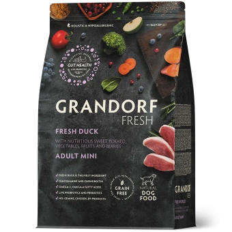 Grandorf fresh Dog 3 кг свежее мясо утки с бататом для соб мел пор