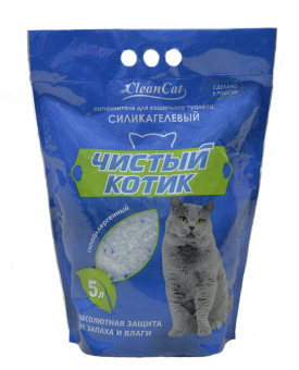 Наполнитель силик. 5 л Чистый котикс синими гранулами