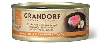 GRANDORF CAT консервы Филе тунца с куриной грудкой 70 гр.
