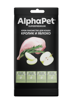 AlphaPet 0,048кш крем лакомство кролик яблоко для кошек 