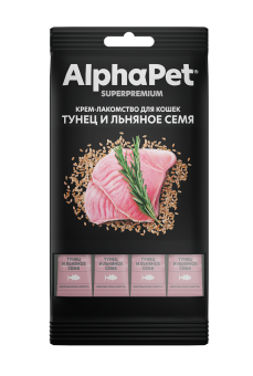 AlphaPet 0,048кш крем лакомство тунец льняное семя для кошек