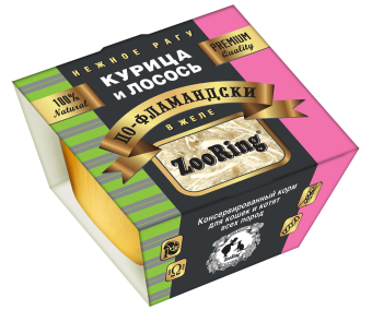 ZooRing Конс.75гр.для кошек и котят Рагу в желе Курица и Лосось по-Фламандски 