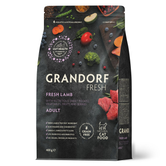 Grandorf fresh cat adult (свежее мясо ягненок с бататом для кошек) 400г