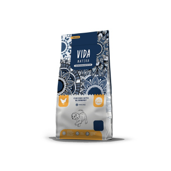 VIDA NATIVA 800гр для щенков мини и мел пор из курицы с черникой 