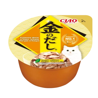 INABA Влаж корм д/кошек Kinnodashi cup Куриное филе/микс тунцов Магуро и Кацуо конс. 70г Инаба RU802