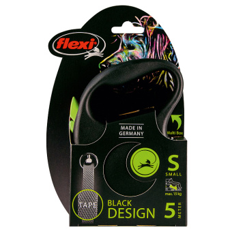 Рулетка (Flexi) Black Design S ремень 5м до 15кг зеленый
