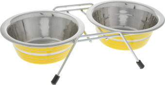 Миска метал. на ножках двойная цвета в ассортименте 2х480мл