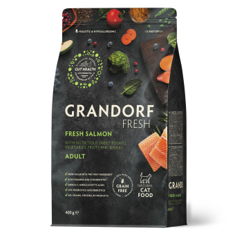 Grandorf fresh cat dult свежее филе лосося с бататом для кошек 400 г
