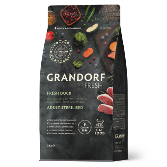 Grandorf fresh cat стерилайз свежее мясо утки  с бататом для кошек 2кг