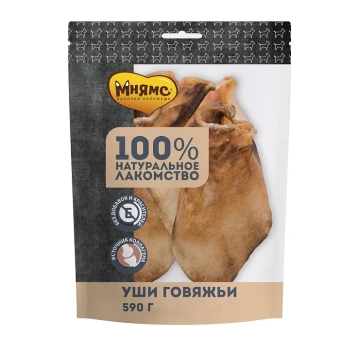 Мнямс лакомство для собак Уши говяжьи 1 шт (в уп 590г)