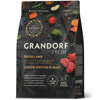 GRANDORF Fresh DOG 1кг JUNIOR LambSweet Potato (Свежее мясо ягненка с бататом для юниоров) 1 кг																				