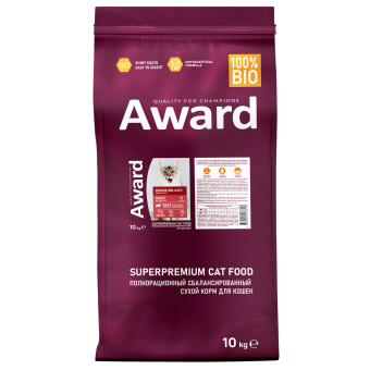 AWARD 10кг (цена за 1кг) Indoor для вз кош круп пор Гов кур с доб брокколи и юкки Шидигера (цена за 1кг)