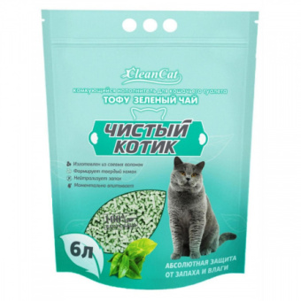 Наполнитель 6 л Чистый котик комкующ. Зеленый чай