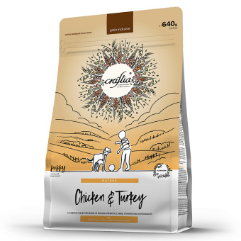 CRAFTIA NATURA 640гр для щенков ср и кр пор из курицы и индейки 