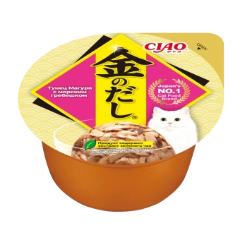 INABA CIAO Корм влажн д/кошек Kinnodashi cup Тунец Магуро с морским гребешком конс. 70г Инаба RU803