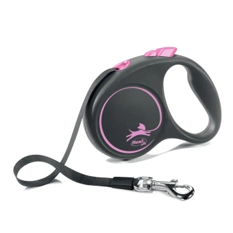 Рулетка flexi Black Design S 5 м 15кг лента черный/розовый