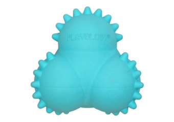 Playology дентальный хрустящий жевательный тройной мяч для щенков SQUEAKY BOUNCE BALL с ароматом арахиса, голубой (32001)